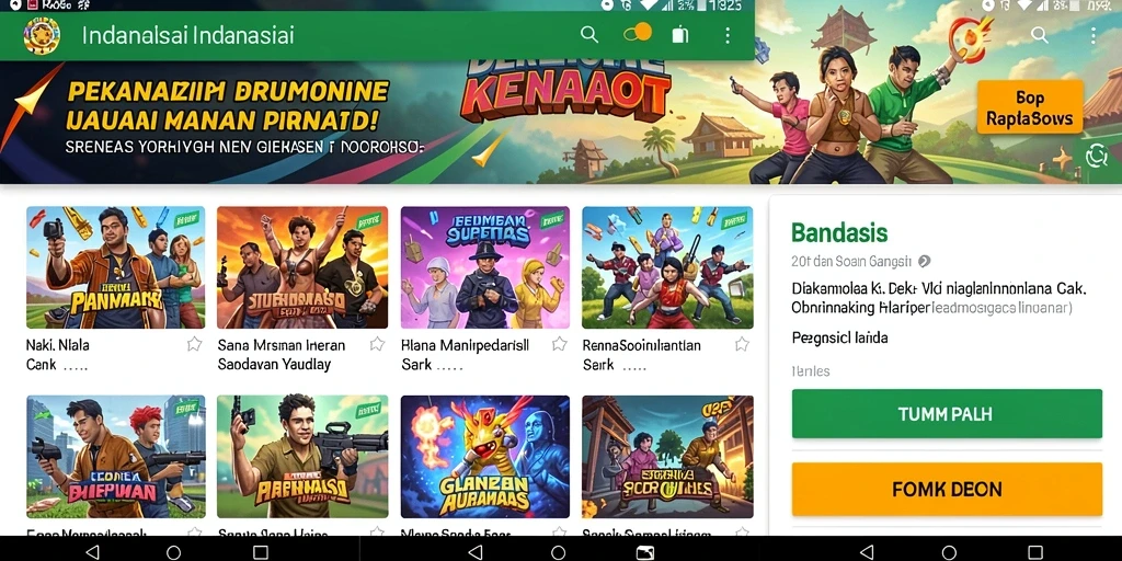 Tampilan awal yang menarik dengan karakter berwarna-warni.